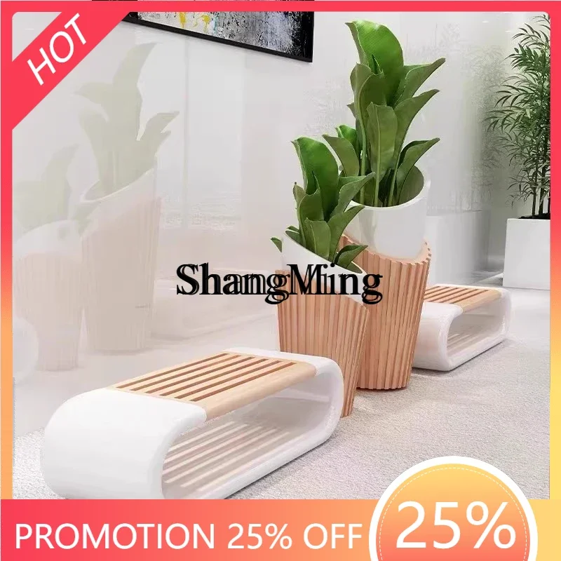 

SM new wood grain ring leisure chair twisted shape shopping mall park multi-size optional outdoor chair