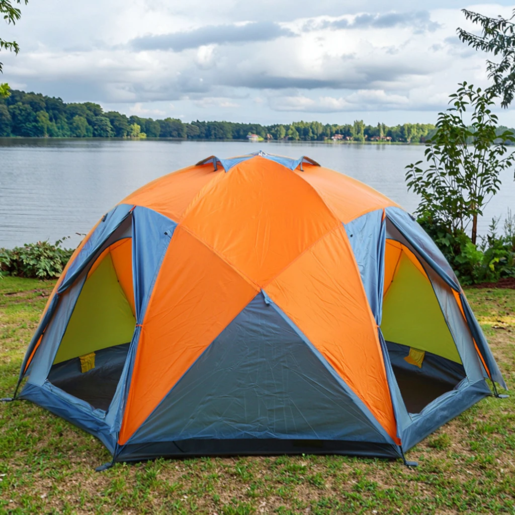 

Супер большая двухслойная палатка для кемпинга на открытом воздухе, портативная тент от дождя и солнца, автоматический туристический тент