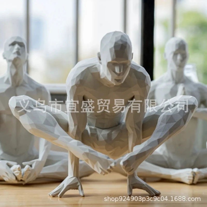 Estatuilla de hombre de Yoga, estatua minimalista para decoración del hogar, acento espiritual impreso en 3D para sala de estar, escritorio, Bar y gimnasio, regalo para Yogis