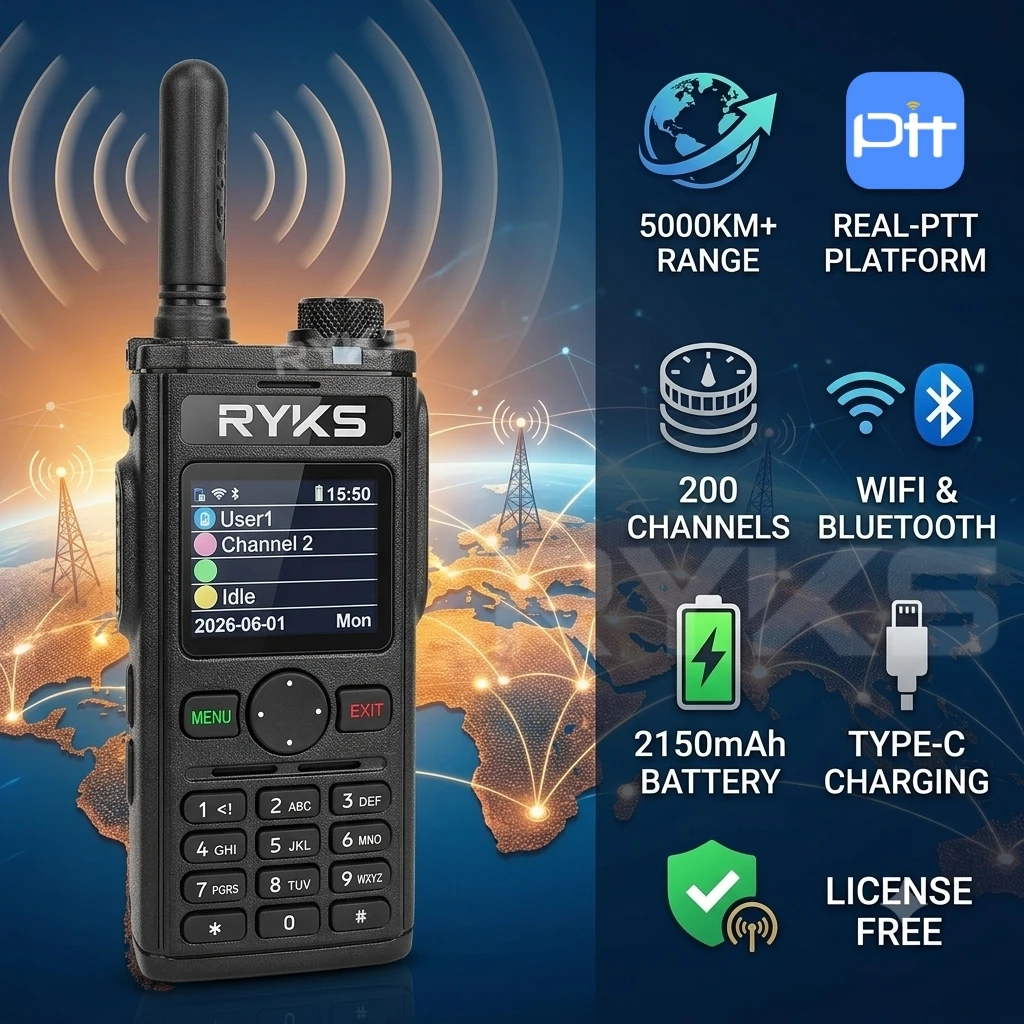 Real-Ptt Poc Radio Android Wi-Fi Walkie-Talkie 5000Km License-Free Suitable For Indoor Use, Hotels, And Office Buildings