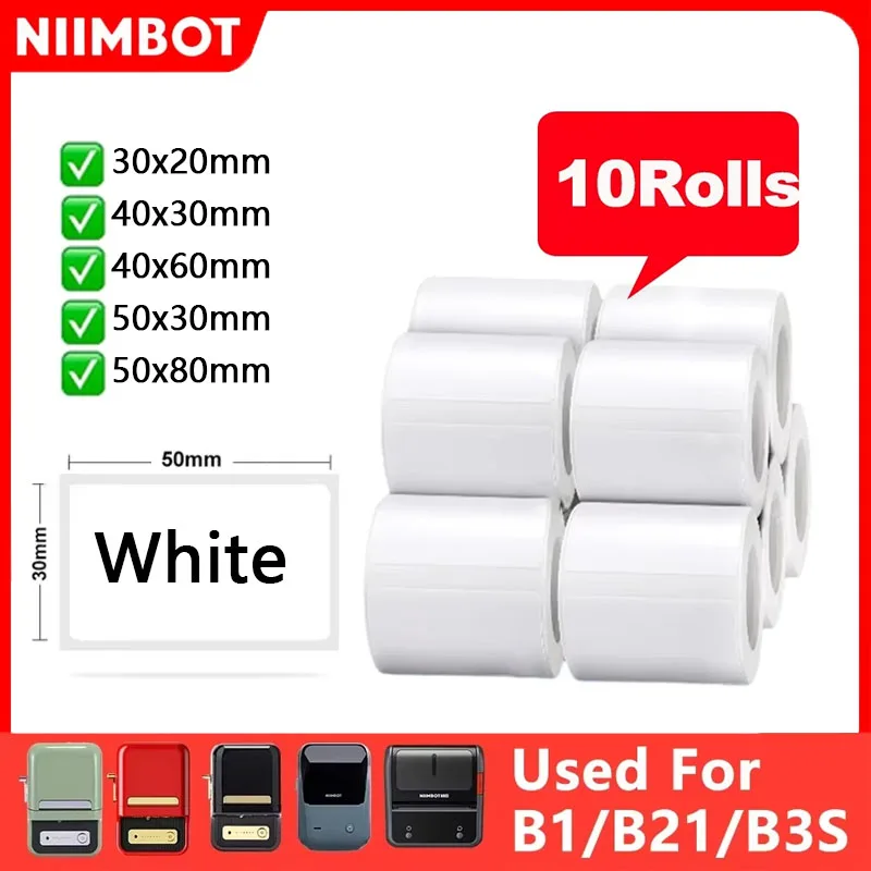 

Niimbot B1 Mini Portable Thermal 10Rolls Label Multi-scene Application Stickers Thermal Label Printer For NIIMBOT B1/B21/B3S