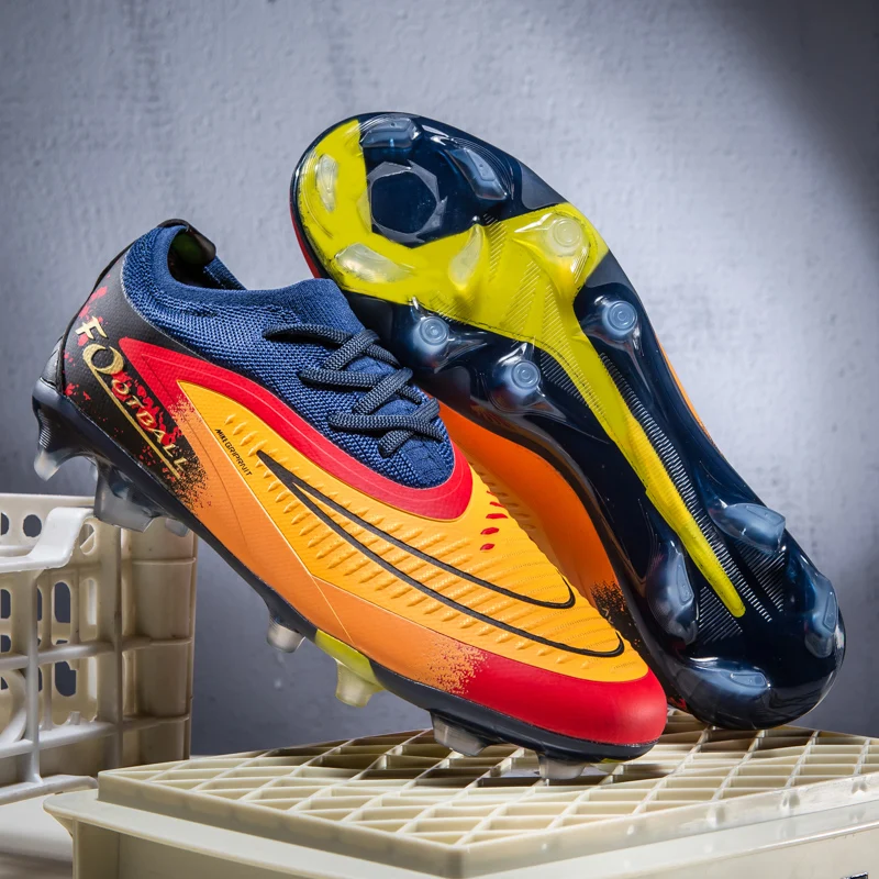New Summer Football Shoes Long Spike Grass Football Shoes Training Competition Low Top Spike Sports Shoes For Men 35-45