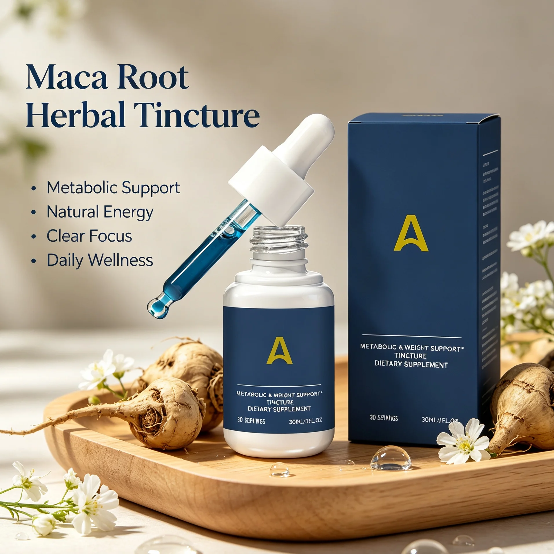 Organic Maca Root Liquid Drops Herbal Metabolic Support Natural Energy Vitality Supplement for Men Women Easy Absorb Tincture
