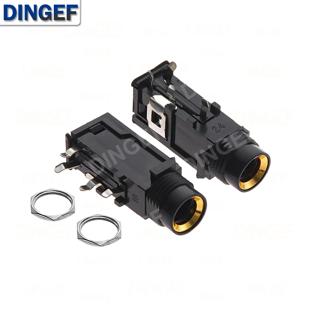5PCS DIY 6,35mm/6,5mm Jack Vergoldet 4P Stereo Dual Kanal Mikrofon Buchse 6,35/6,5 audio Gerade jack Stecker