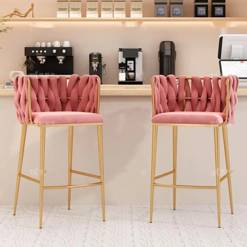 Simple Home Bar Cashier High Stool Web Celebrity Light Luxury Nail Shop Chair Nordic Designer Bar Furniture