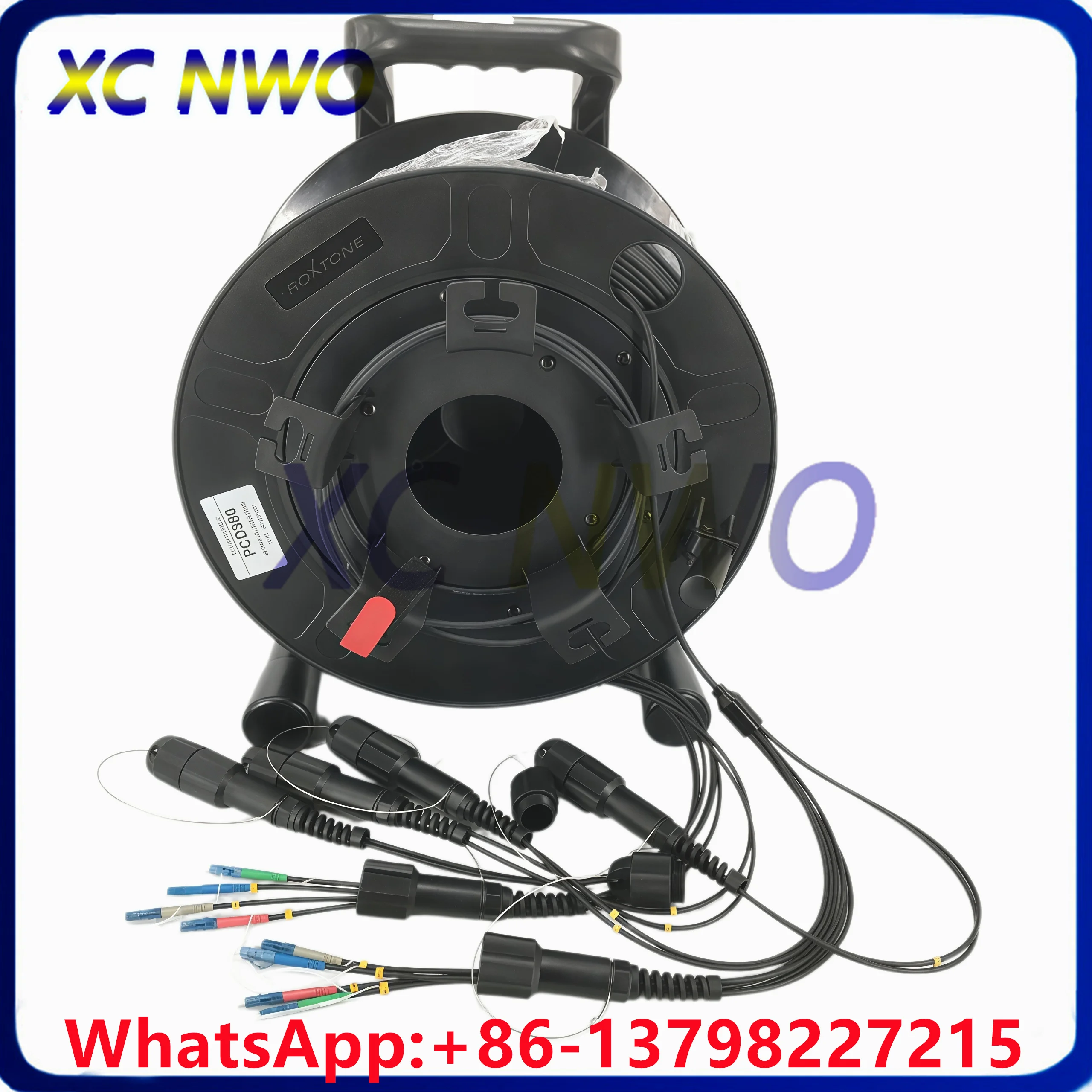 12Cores 200M  SM G657A1,6.0mm Armored TPU Black Cable,PDLC/UPC(12Core)-PDLC/UPC(12Core) (1M from plug to Connector ) With PCD380