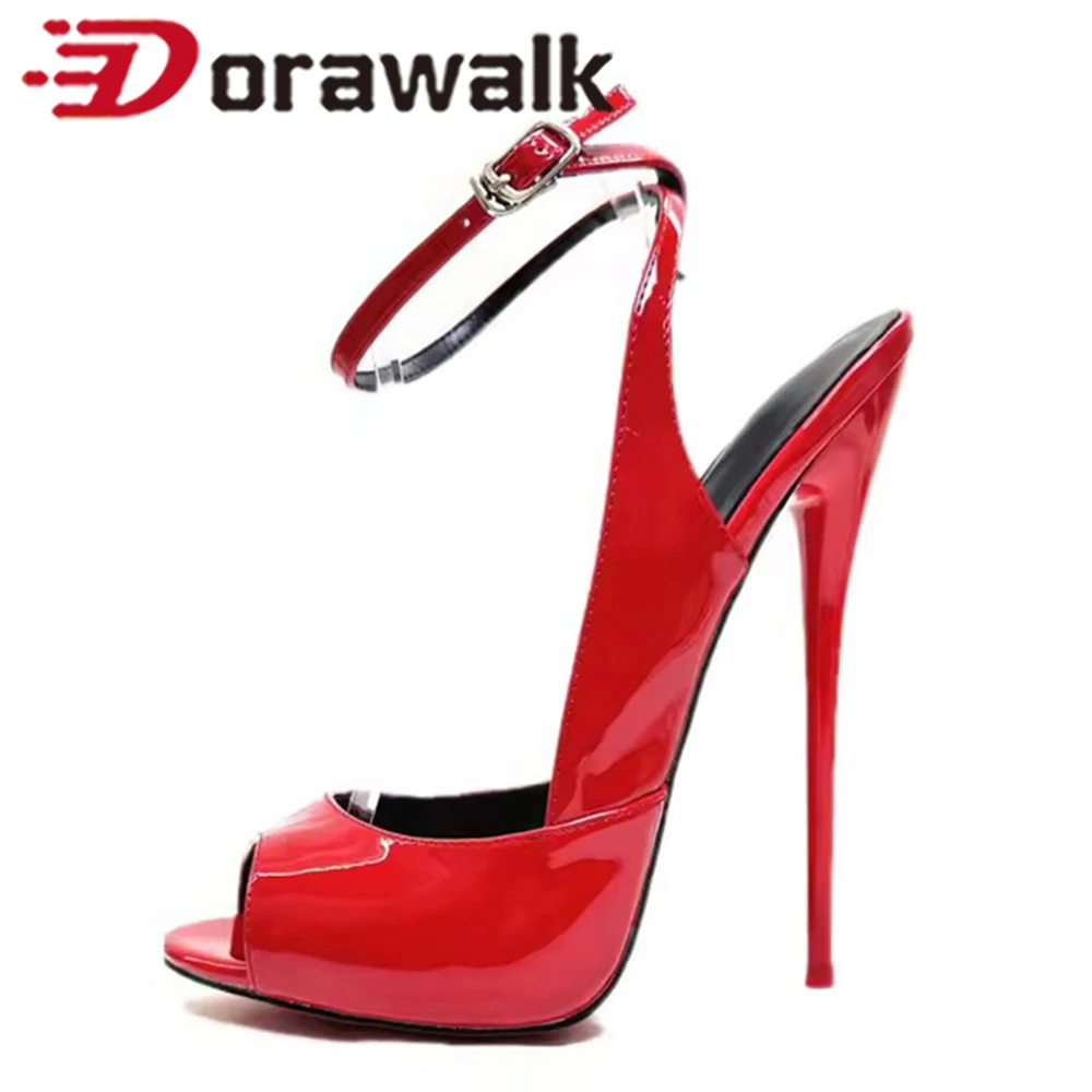 

Шикарные ультравысокие каблуки 14-16 см, женские сексуальные блестящие туфли-слингбэки черного цвета, фетиш-туфли с ремешком на щиколотке, гей-туфли, мужские размеры 45-46, унисекс-обувь для сцены