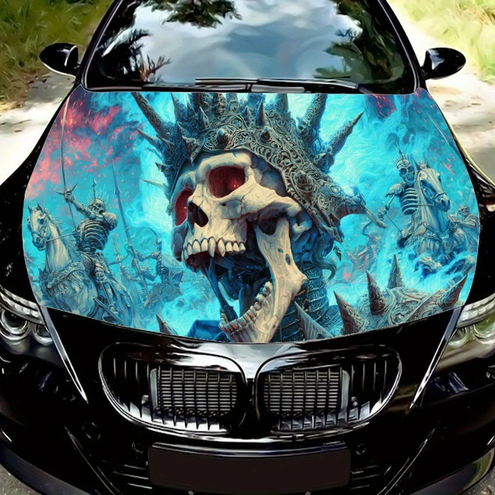 

Виниловая пленка для автомобиля Skull Battle Soul, водонепроницаемая наклейка на капот автомобиля из ПВХ, самоклеящиеся устойчивые к царапинам наклейки для крышки двигателя, Ca