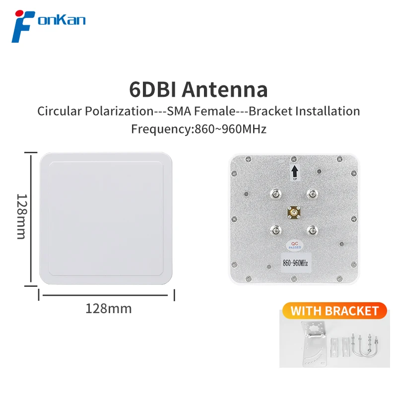 Fonkan High Gain RFID Access Control Antenna Circular Polarization UHF RFID 6dbi Gain Antenna