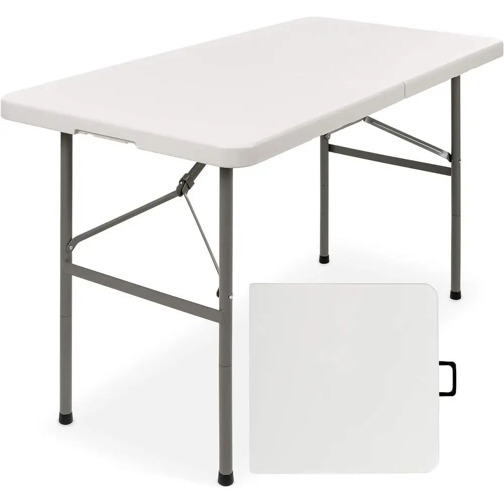 

Portable Heavy-Duty Plastic Folding Table with Handle, Suitable for Indoor, Outdoor, Picnic, and Camping (White)