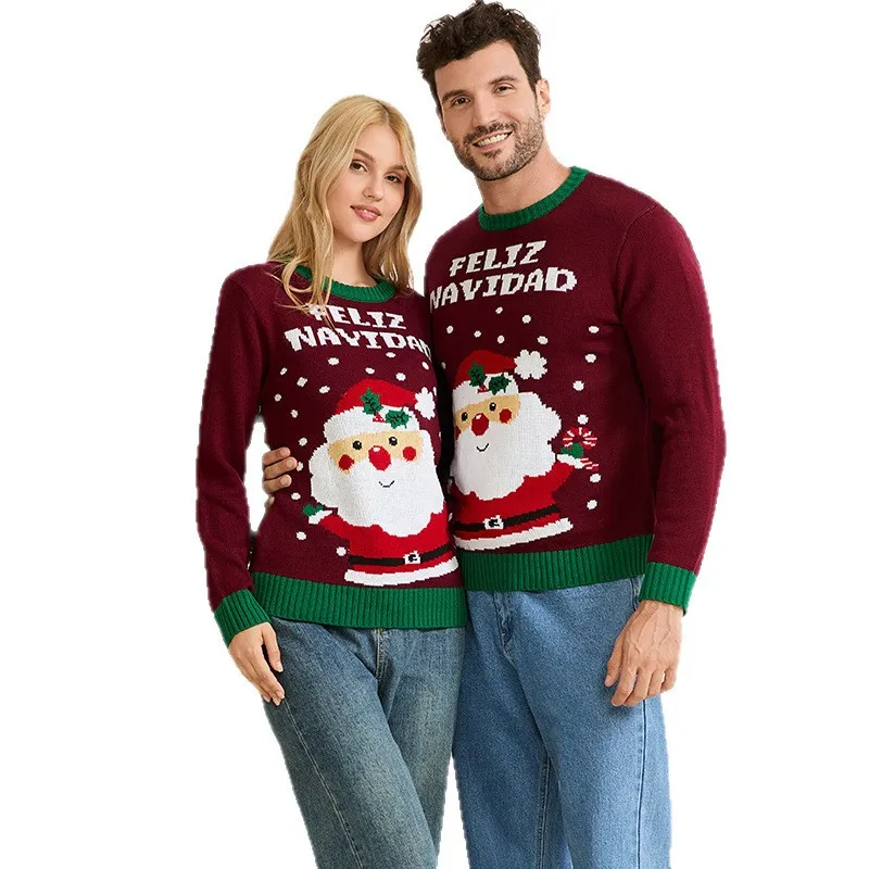 سترة نسائية سانتا كلوز لطيفة برقبة دائرية وأكمام طويلة متعددة الاستخدامات للعطلات ملابس نسائية Maglione Da Donna Roupas Femininas #5