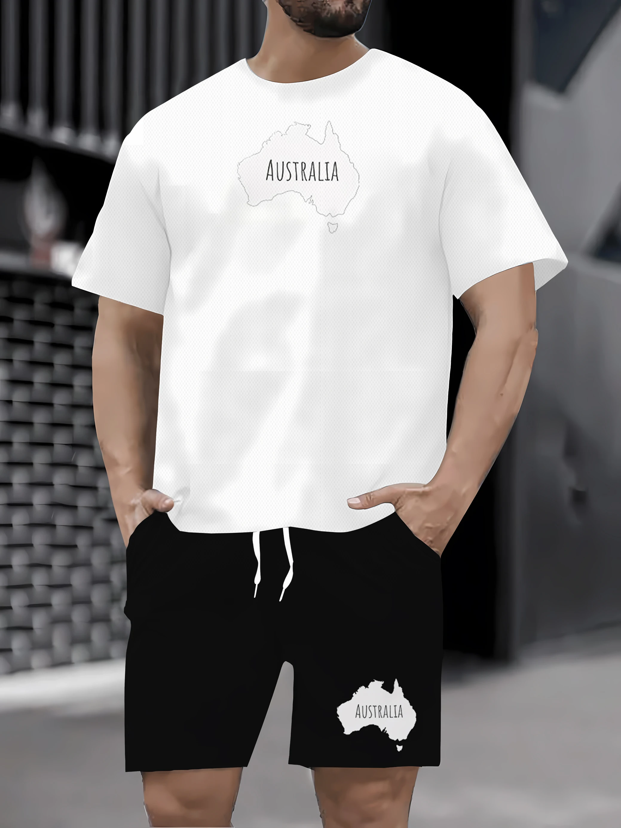 

Novo masculino casual manga curta camiseta shorts conjunto, adulto basquete jogging conjunto de roupas esportivas de 2 peças, ro