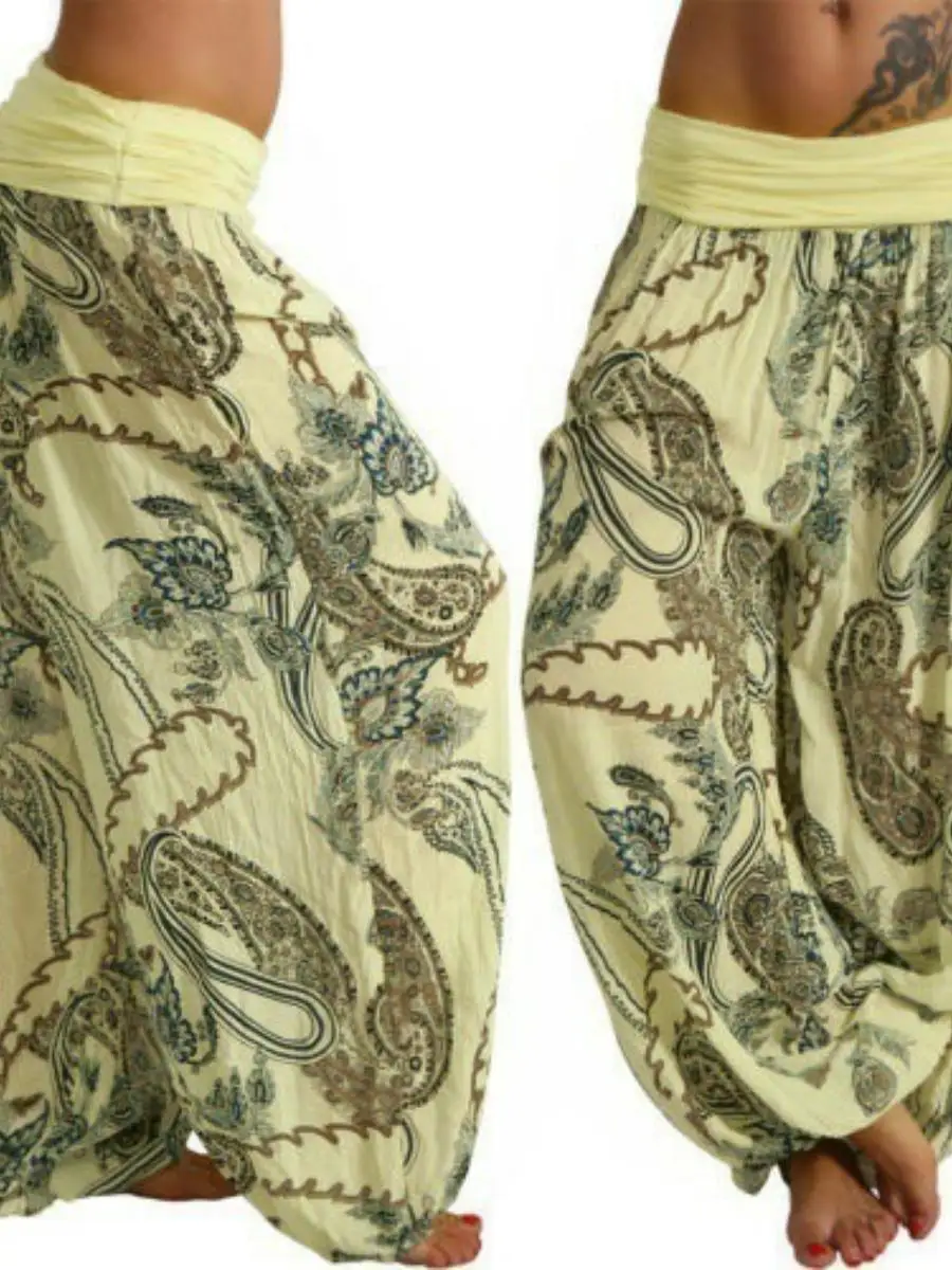 유럽과 미국의 디지털 인쇄 넓은 다리 바지 여성용 캐주얼 바지 긴 바지 편안한 여름 패션