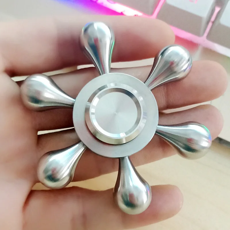 หยดน้ําสแตนเลส Fidget Spinner EDC โลหะ Spinning Top Tip บรรเทาความเครียดบรรเทาของเล่น Gyroscope Anti - ความเครียดสําหรับเด็ก