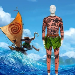 3PCS Moana Maui Tattoo Cosplay Costume Adult Child Halloween Anime Moana Girls Boys Party Carnival Cosplayer Clothing Suit