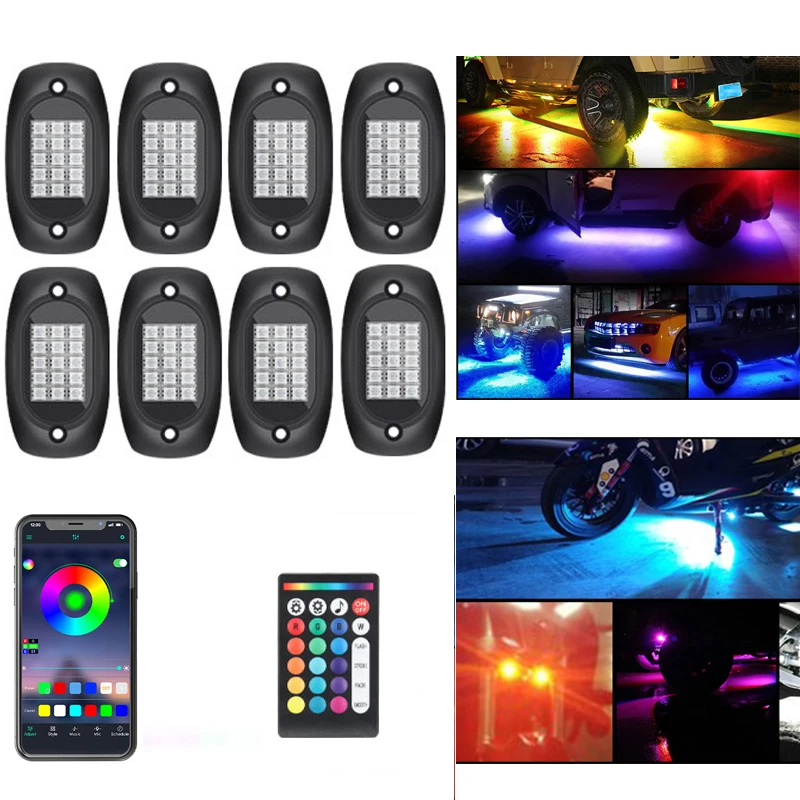 

4/5/6/8/12in1 Car Chassis Light Bar Flash Strobe RGB LED Underbody Undergolw Atmosphere Light For Pickup Off Road Jeep SUV