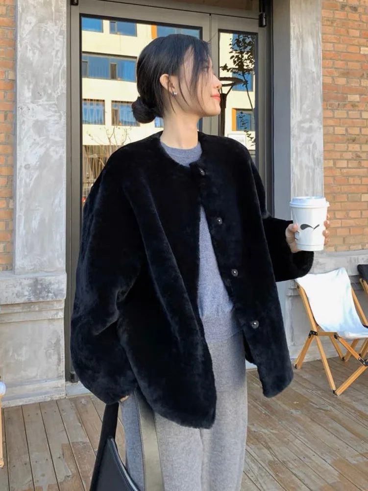 Imitation Mink Fur Jacket Female Sheep Shearling Lamb Wool Coat Women Korean Warm 2024 Autumn Winter New Fur Coats Jacket