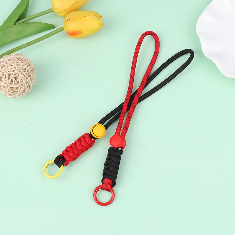 1Pc Kleurencombinatie Knoop Mobiele Lanyard Creatieve Gevlochten Lanyard Mobiele Telefoon Hoes Sleutelhanger Kan Afneembaar Zijn Tegen Verlies