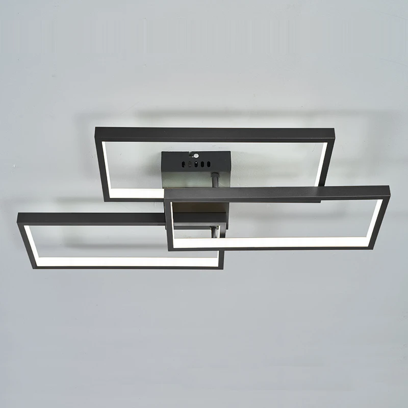 NEO Gleam Modern LED Chandelier Rectangle Black/White Dimmable for Living Room Bedroom 110V/220V Ceiling Lighting Decoration
