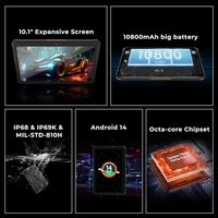 HOTWAV R8 IP68&IP69K Rugged Tablet 10800mAh Massive Battery Android 14 Pad 10.1'' HD+ Display 4GB RAM 128GB ROM/1TB Expansion 13MP +5MP Camera Global 4G Tablet PC 2