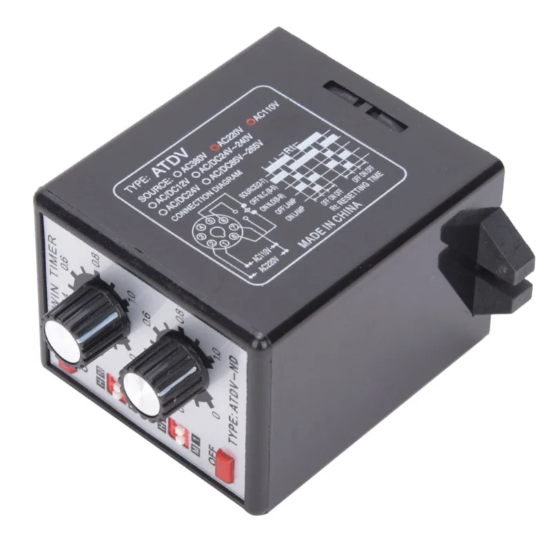 Knob Control Time Switch Relay Multi-Section On Off Twin Timer Relay ATDV ND AC110v 220V