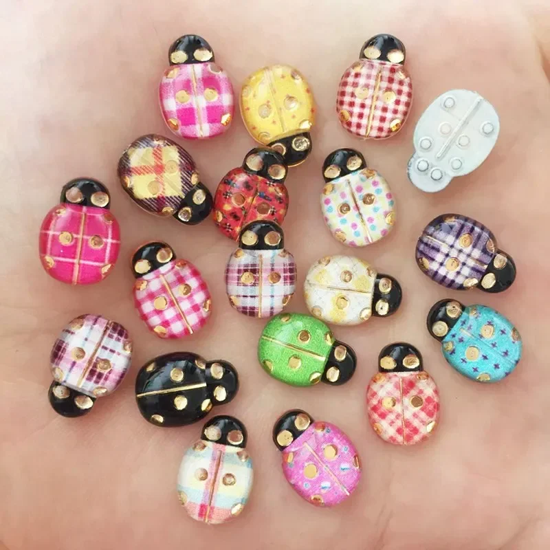 Resin 9mm*13mm Mini Cute Flower Beetle Flatback Cabochon Rhinestone 60pcs DIY Scrapbook  Decor Home  Crystal Figurines Craft