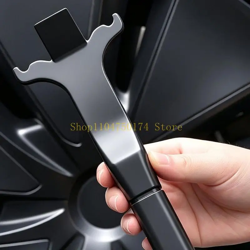 Wheel Cover Pry Tool Hubcap Removal Two Hook Contact Areas, ABS Body and Extended Handle for Tire Changes, Vehicle Maintenance