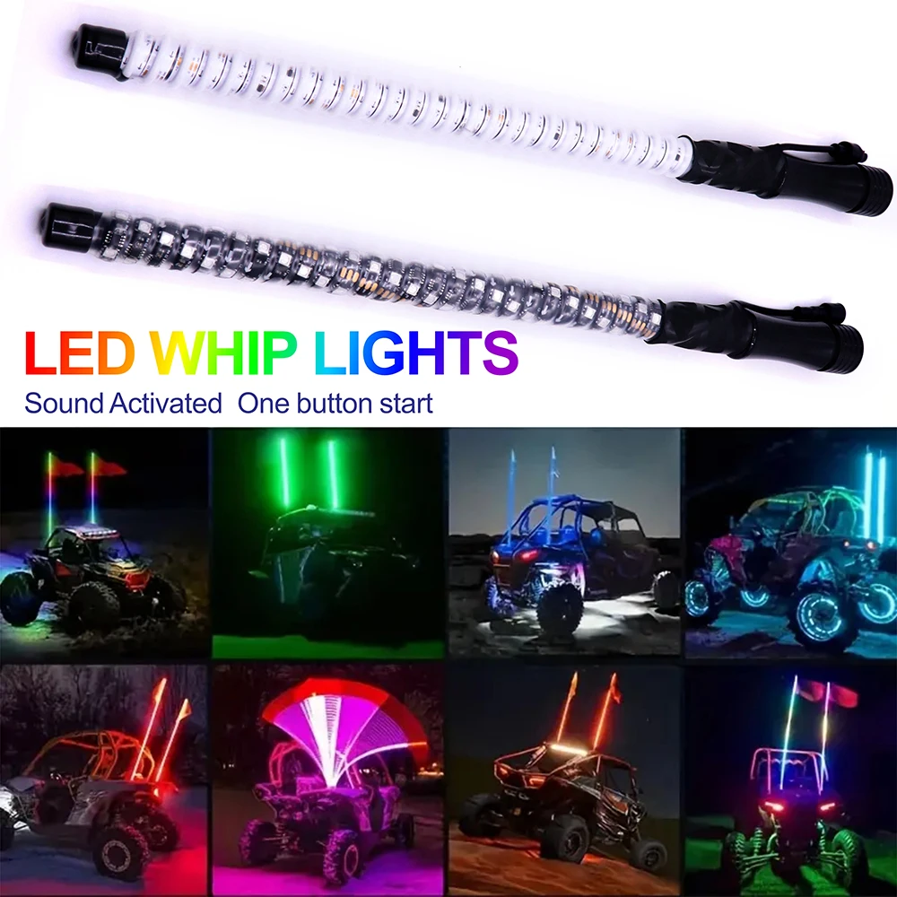COB LED Flagpole Light 47cm 576LEDs/m Soft Glare-Free RGB Color-Changing Antenna Light with 28-Key Remote Flagpole Light WS2811