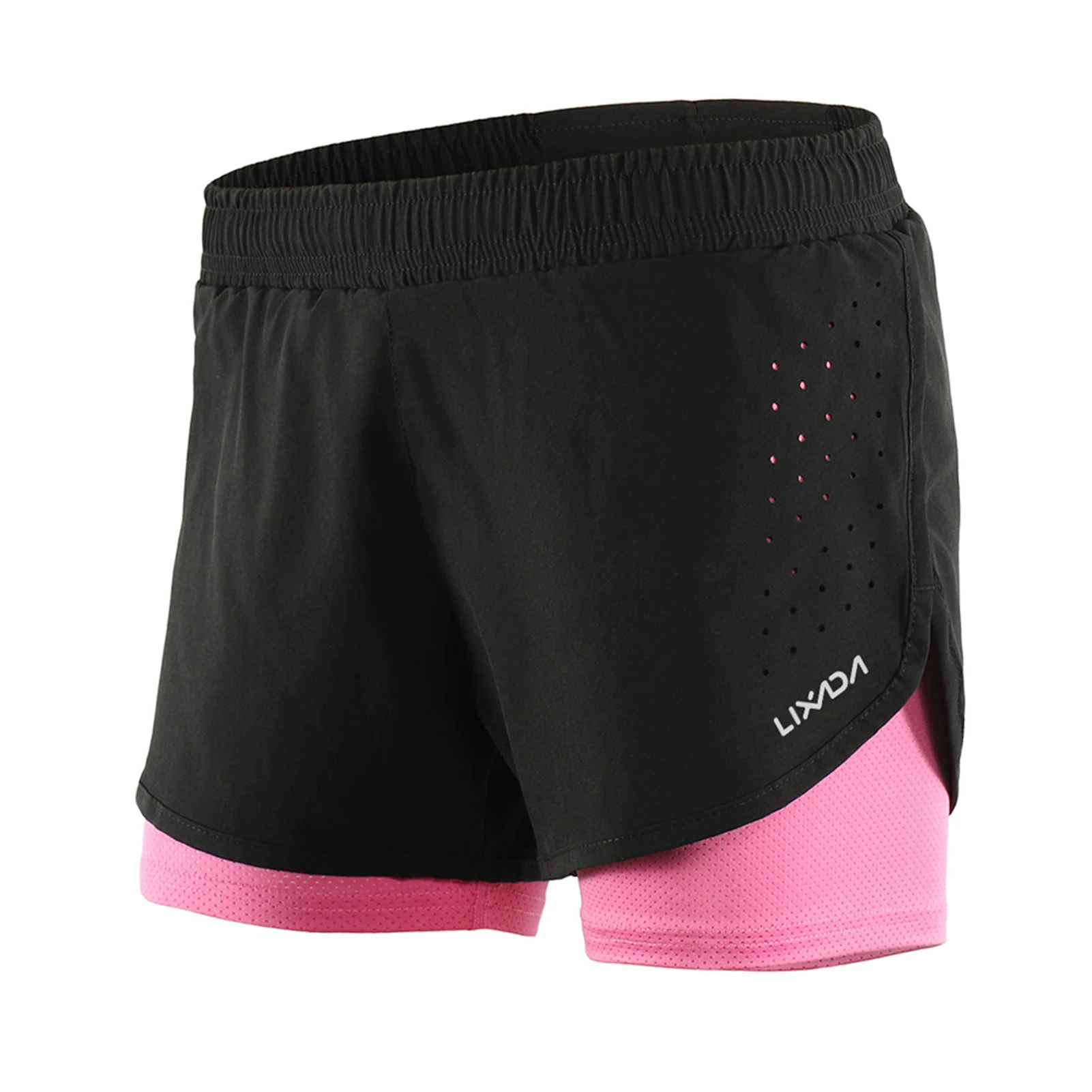 Women 2-in-1 Running Shorts Quick Drying Breathable Active Training Exercise Jogging Cycle Shorts with Longer Liner