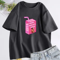 Pedro Pascal Milk  T Shirt Fuuny Graphic T Shirts Summer Women's Cotton T-shirt Harajuku Singer Tee Woman Streetwear Oversized