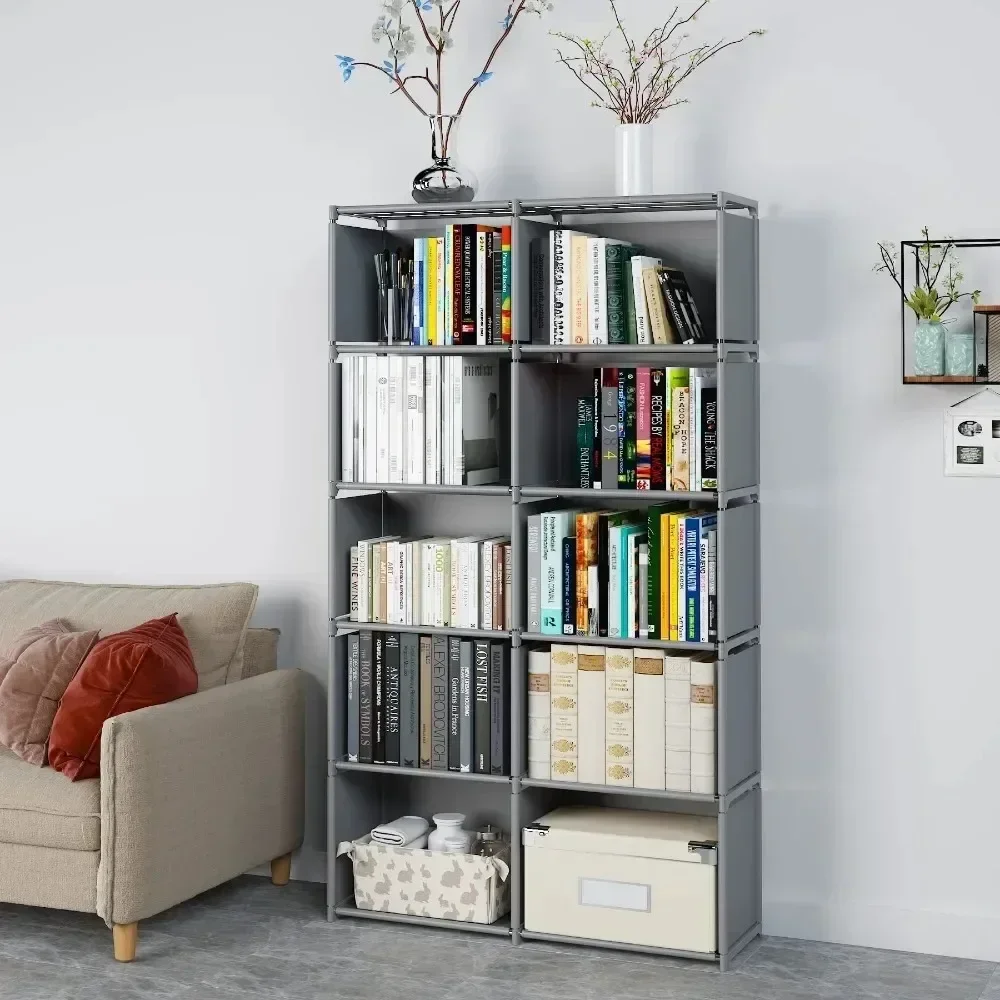 Simple Bookshelf Assembled Living Room Shelf Metal Storage Rack Multilayer Desktop Wall Shelf Save Space Book Organizer Bookcase