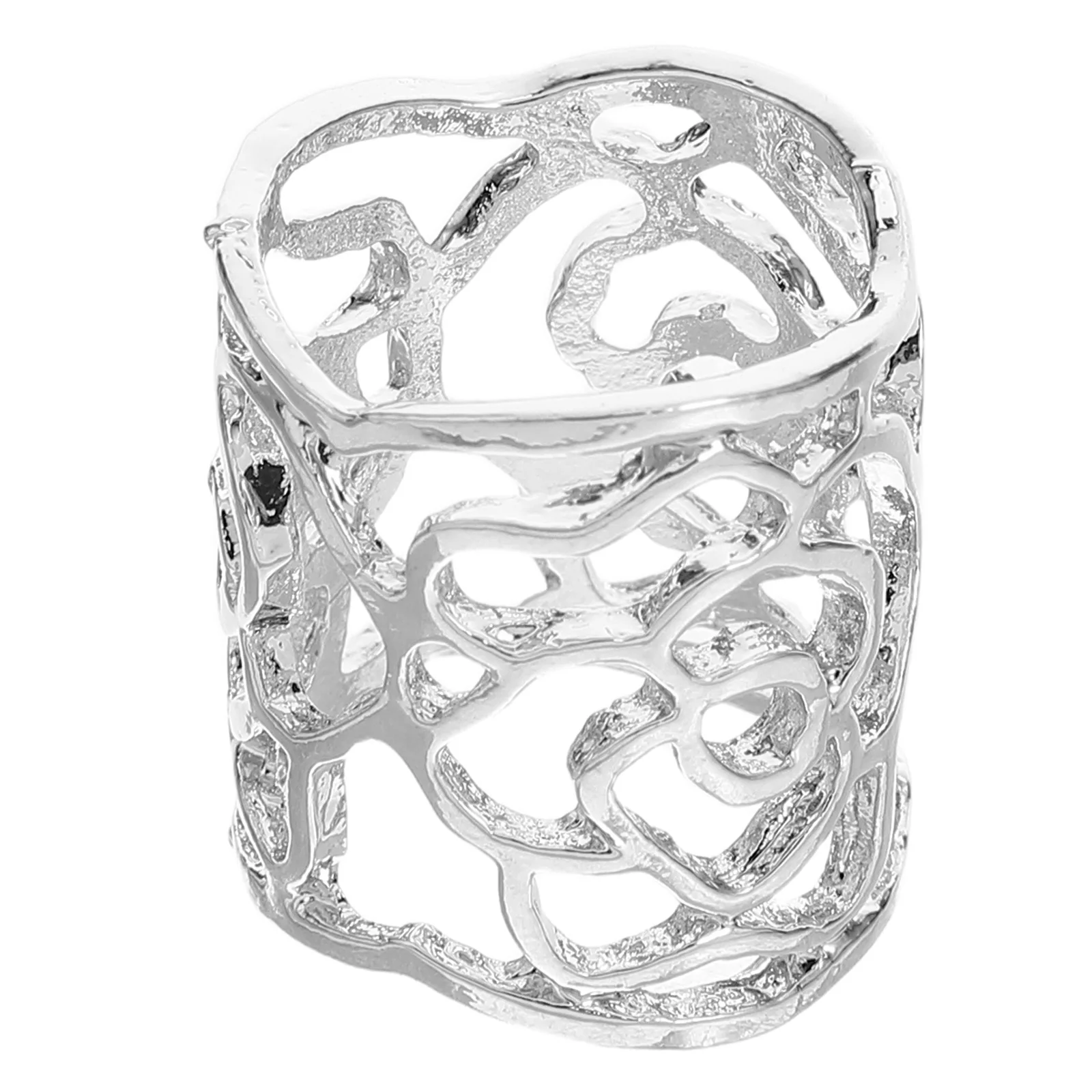 

Hollow Rose Scarf Ring Buckle Slide Tube Silver Filigree Scarves Decoration Clip For Women Fashion Jewelry Accessory Gift