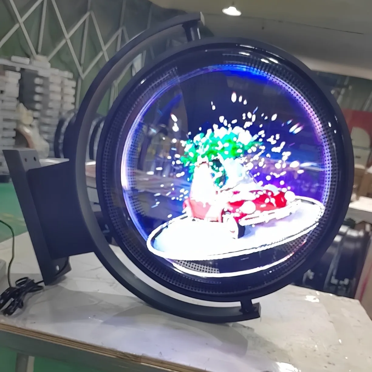 Naked eye 3d holographic fan light box, dynamic advertising signs for outdoor doors in shopping malls, mobile APP remote