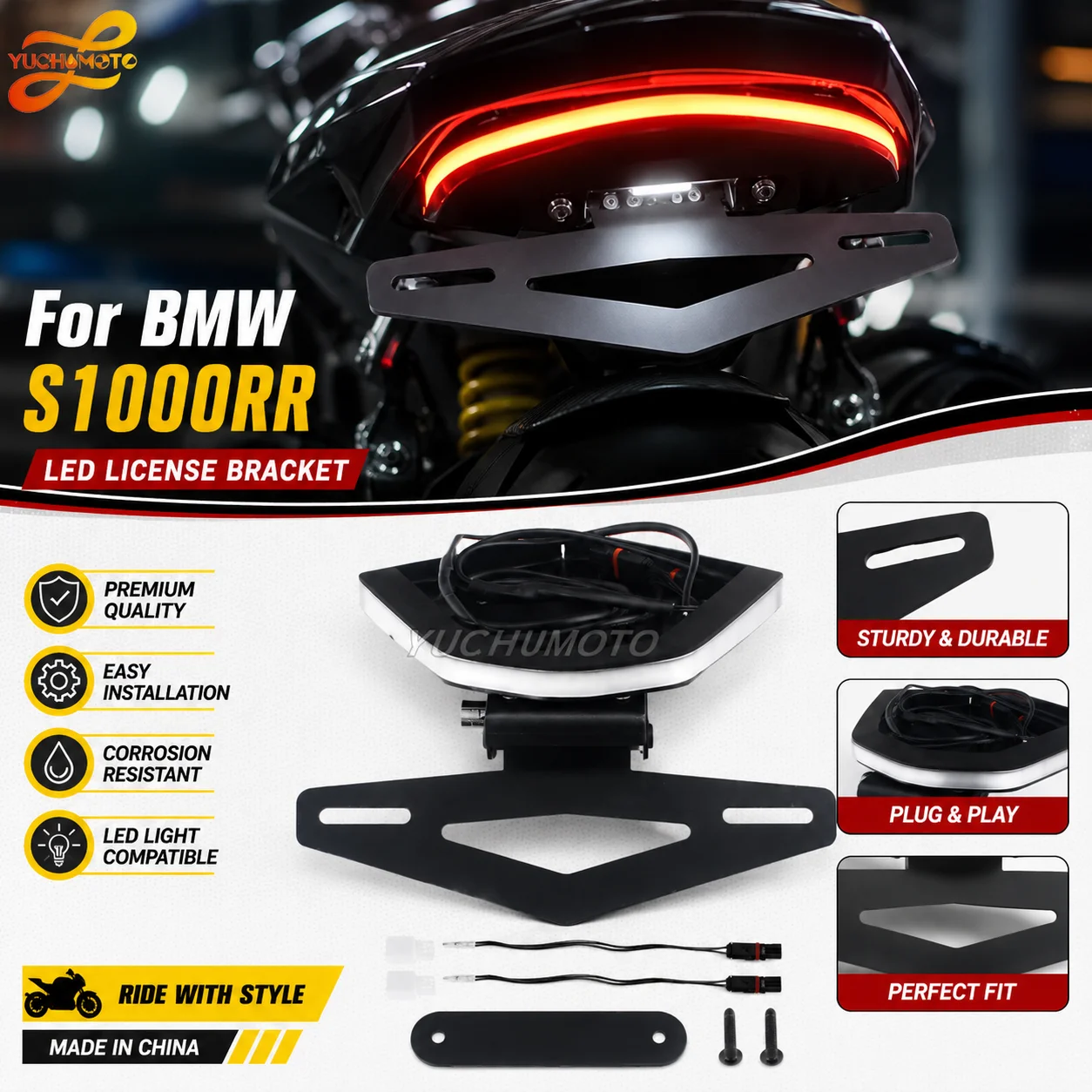 For S1000RR S1000 RR S 1000 RR 2020-2023 S1000 RR Motorcycle Rear Tail Light Brake Turn Signals Integrated LED License Bracket