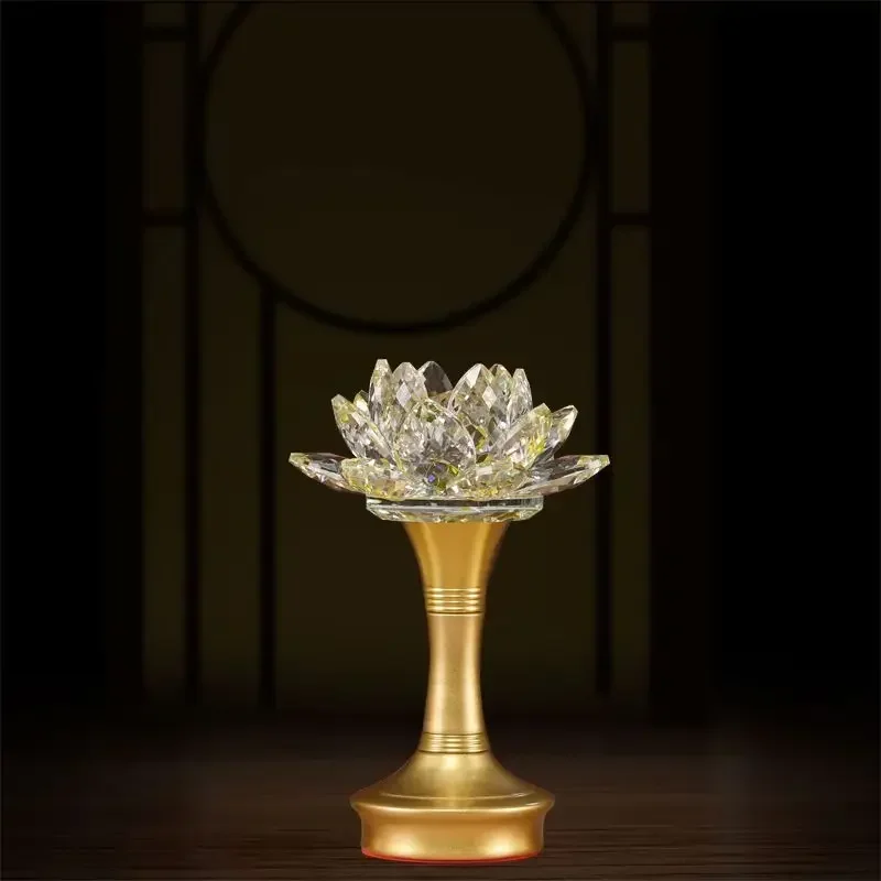 1pc Crystal Ball Lantern Lotus Shaped Flower Buddhist Supplies Home Decoration Pray for Auspiciousness Good luck and peace