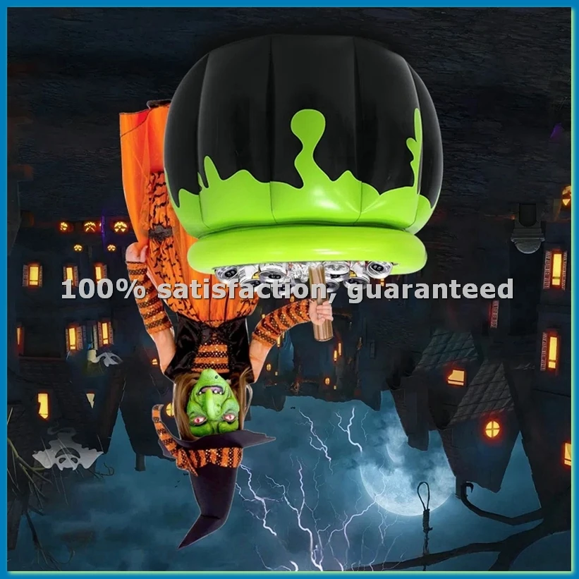 Horror Halloween Inflatable Ice Bucket Chilled Beverage Witch Stirring Candy Bucket Haunted House Bar Halloween Decor-A69M