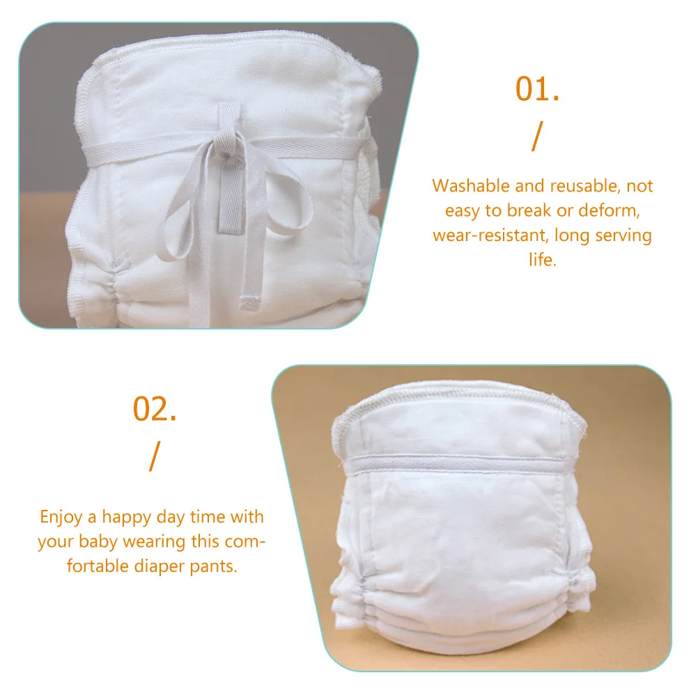 

2Pcs Cotton Diaper Pant for Baby Reusable Washable Diaper Pant Newborn Infant Toddler Training Leak Proof Comfortable Skin Safe