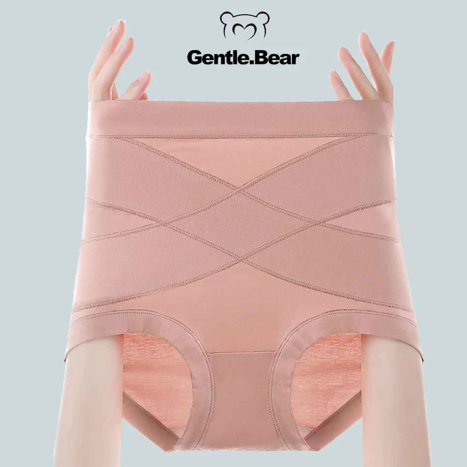 Gentle.Bear roupa íntima feminina de cintura alta, calcinha sem costura de seda gelada, novo modelador de corpo, elástico, respirável, macio, 2022