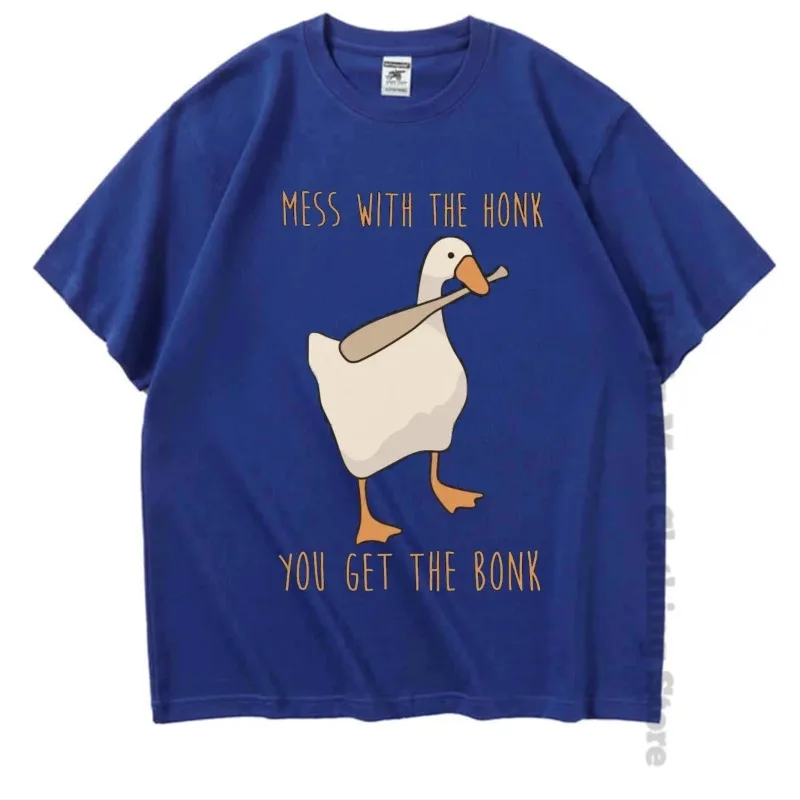 Summer New Men TShirts Funny Untitled Goose Game Printing Tops Men Cotton Loose Tee Mess with The Honk You Get The Bonk T-shirt