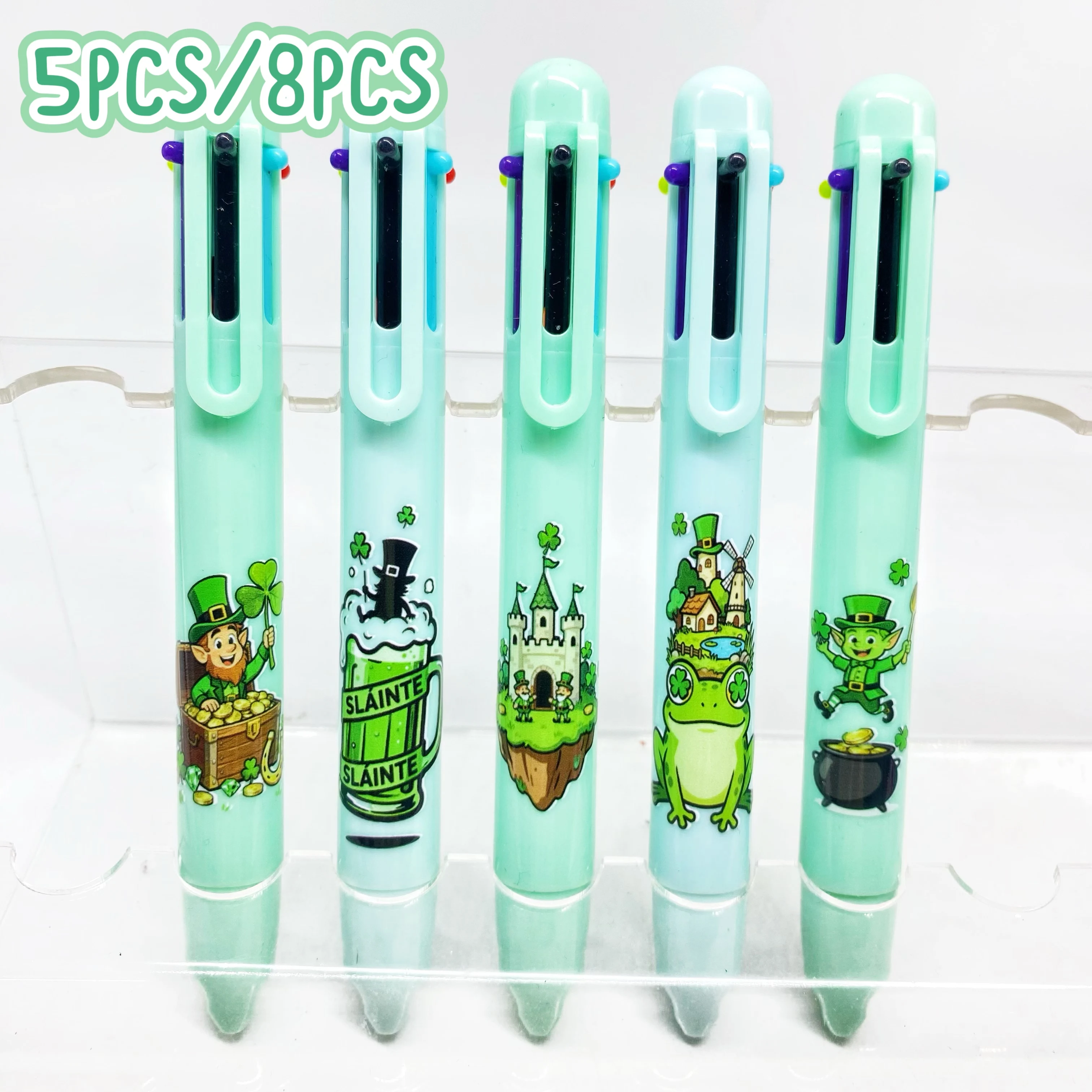 

St. Patrick's Day Themed Green Set Back-to-School Season Multi-color Ballpoint Pens Creative Student Writing Pens Office Supplie