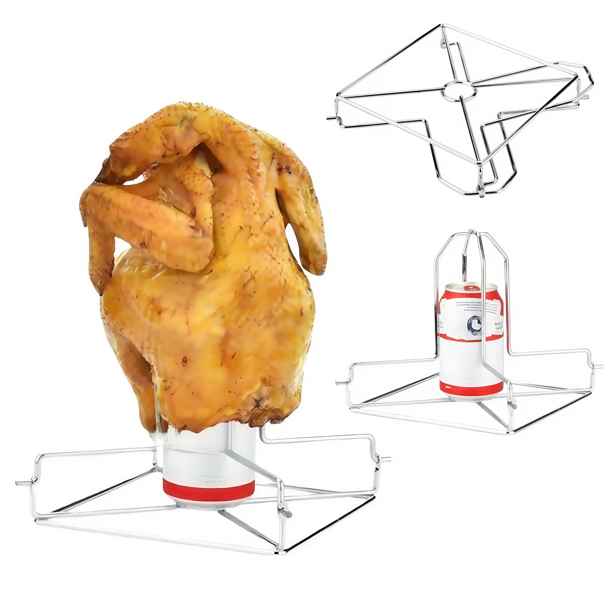 Dishwasher Safe Foldable Chicken Rack Efficient Heat Distribution High Temperature Resistance For Charcoal Grills
