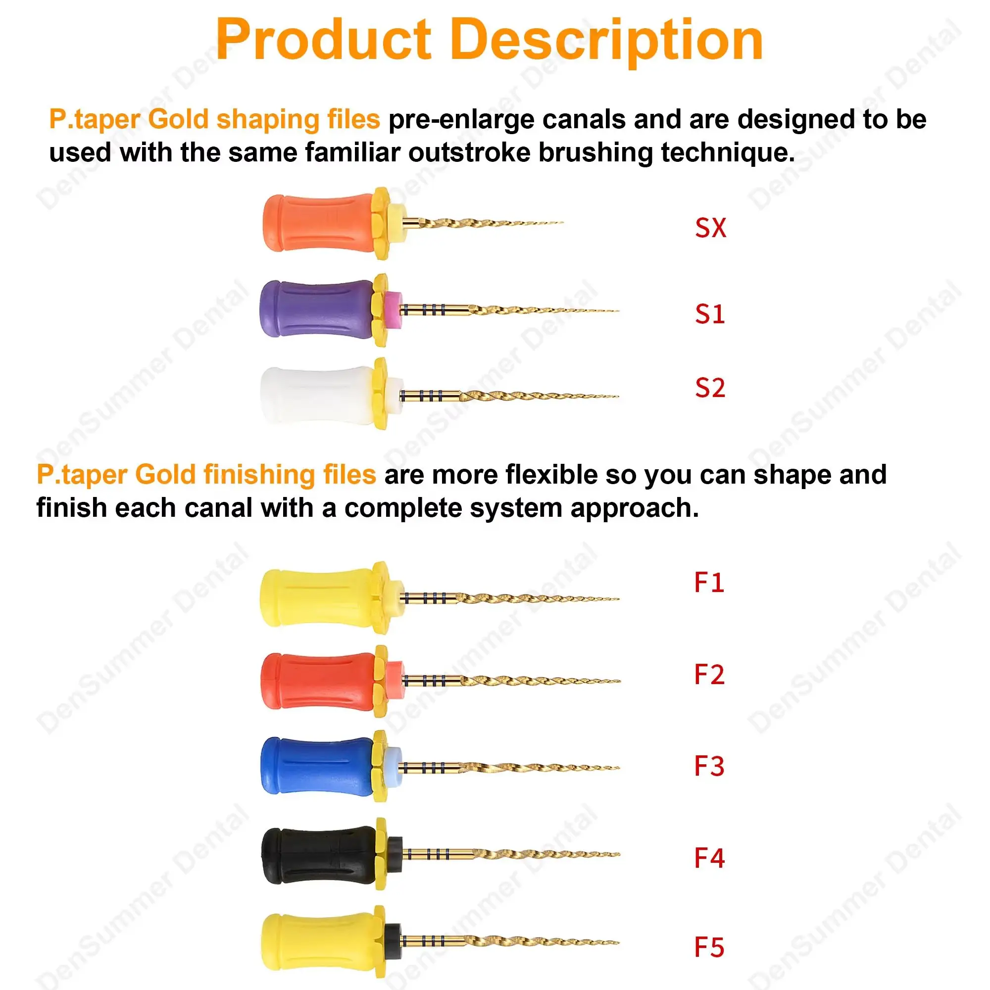 DenSummer Dental Hand Use Endodontic Files SX-F5 Heat Activated Rotary Endo File Niti Root Canal Files 25/31mm Dentistry Tools