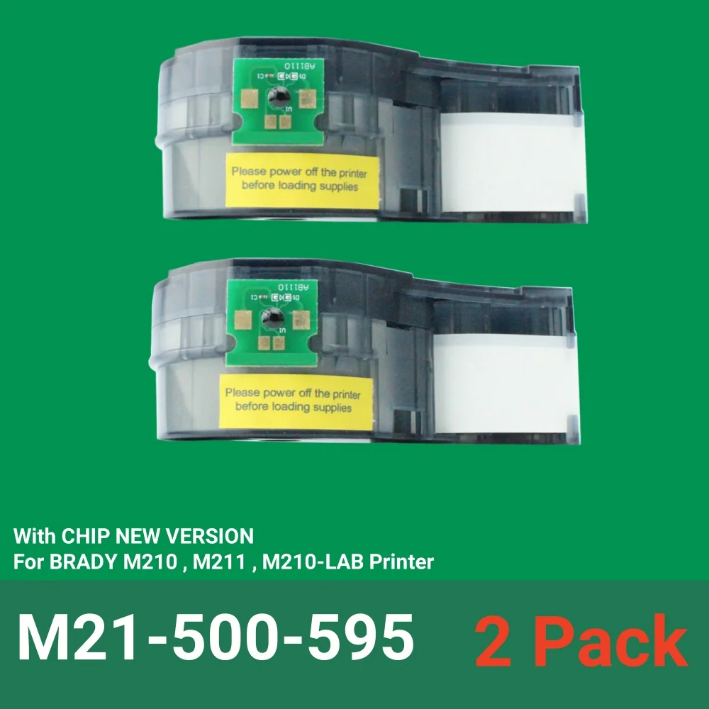 

1~2PK New CHIP Version M21-500-595 12.7mm Vinyl Labels TAPE Use For BRADY M210,M211,M210-LAB Labeller Printer,Black on White