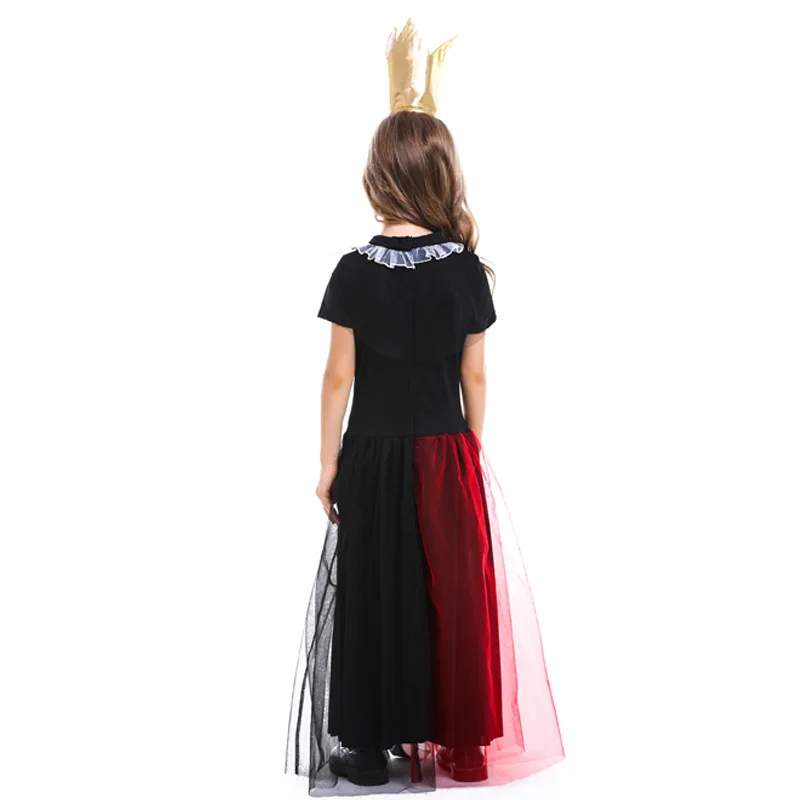 Queen of Hearts bambino Dress Up Costume ragazze Alice Red Hearts Queen Halloween Costume donna Fancy Dress Outfit