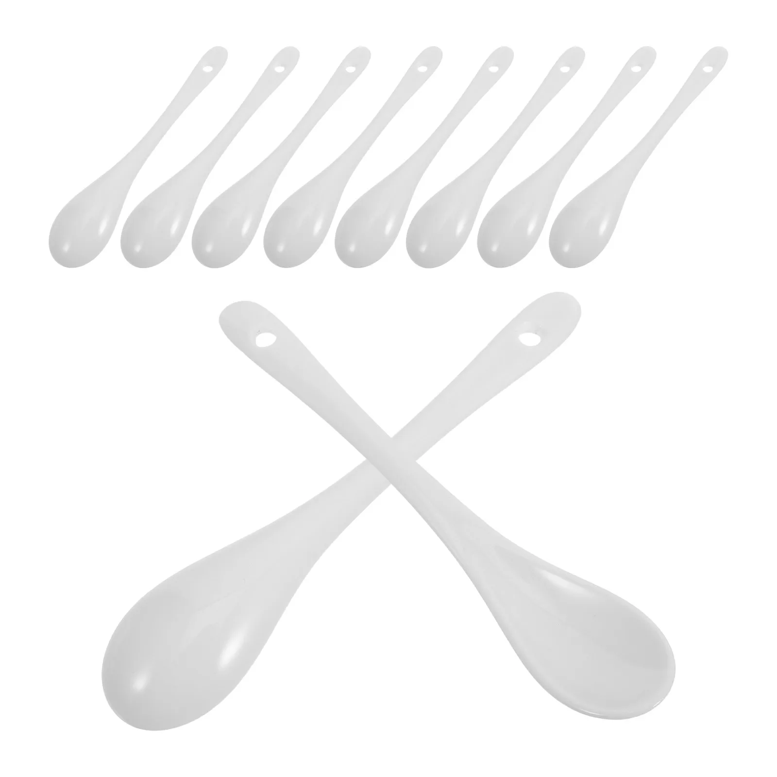 10Pcs Small Ceramic Coffee Spoon Long Handle Espresso Spoon for Tea Stirring Sugar Dessert Sauces Condiments Honey Jam Yogurt
