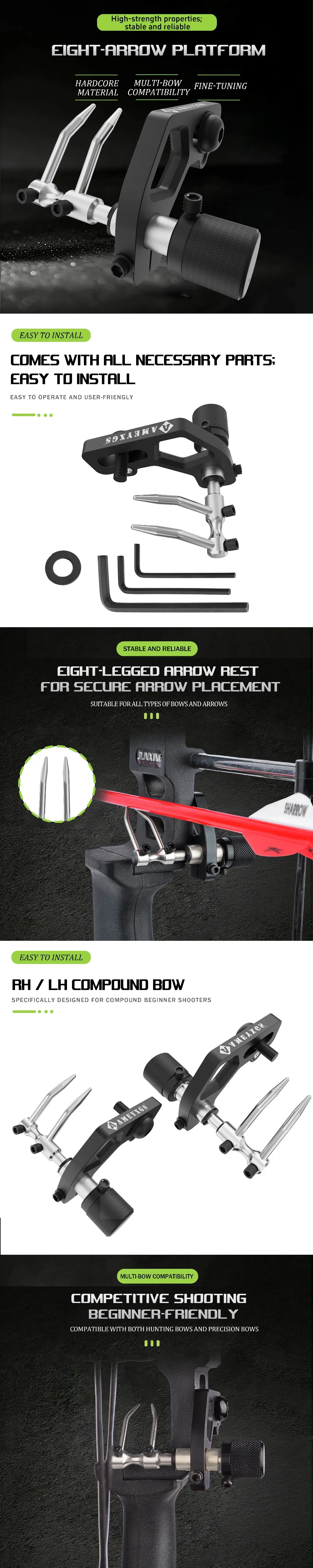 Archery Arrow Rest For Compound Bow Recurve Left/Right Hand Aluminum Alloy Adjustable Shooting Outdoor Hunting Accessory