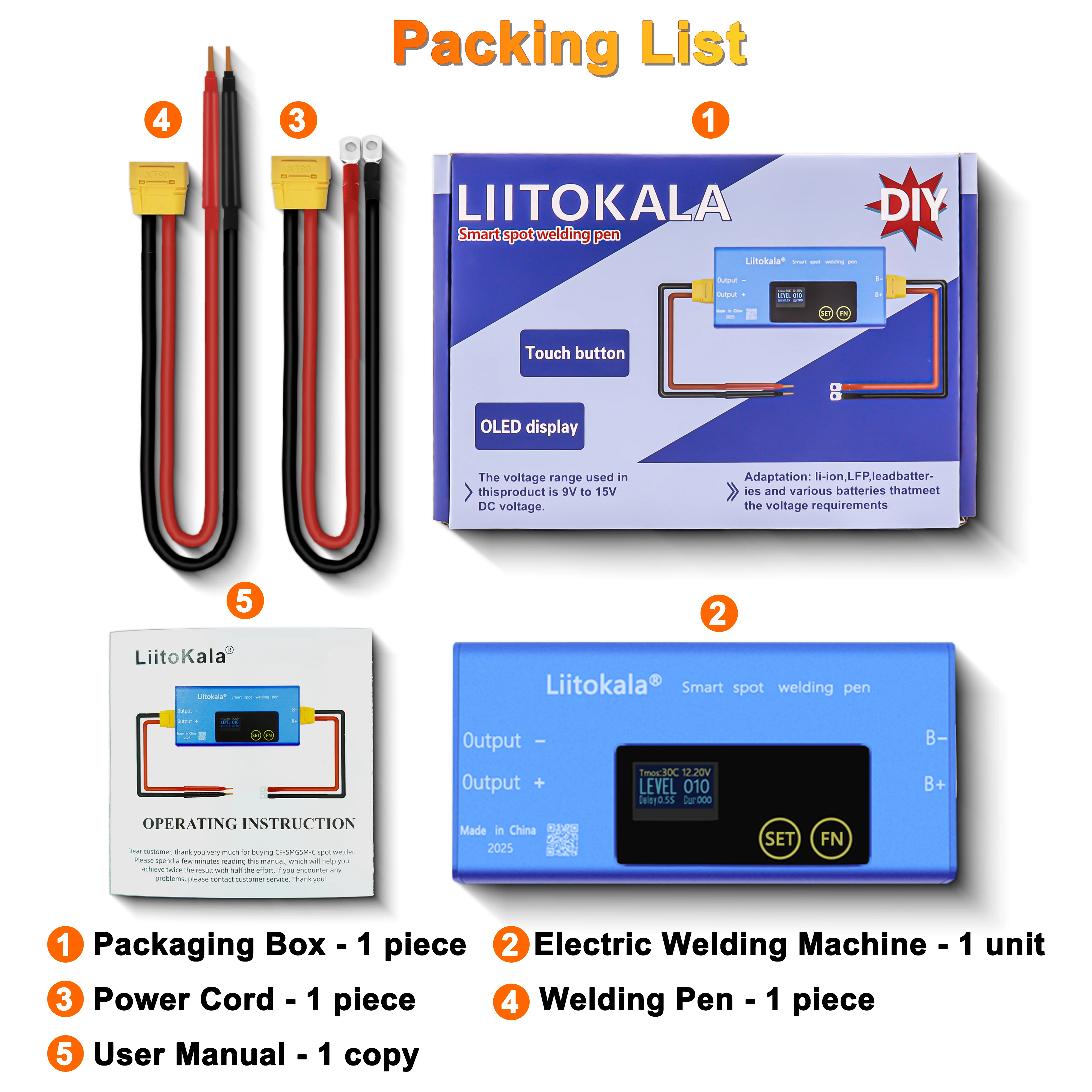 LiitoKala 12V Portable Spot Welding Adjustable Spot Welding Pen Control Board Nickel Sheet For 18650 Lithium Battery