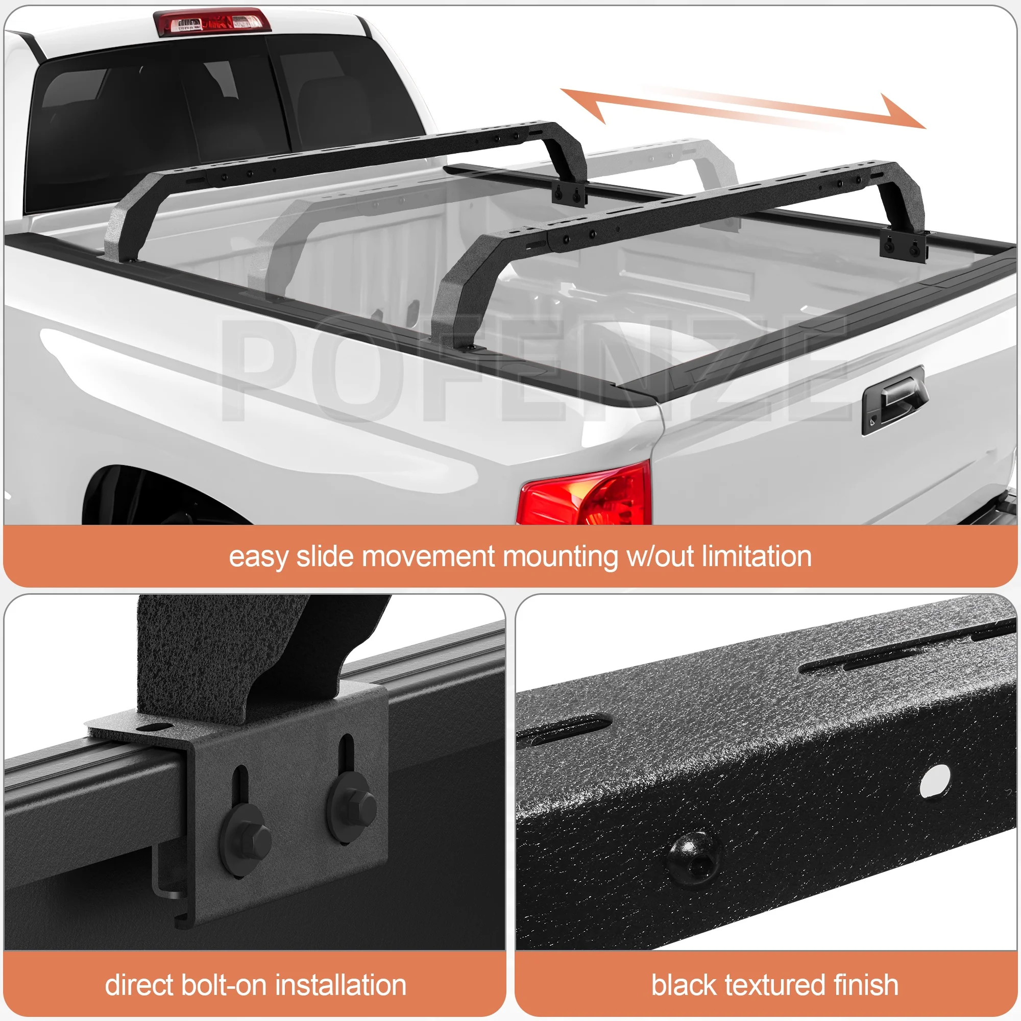 ชั้นวางรถบรรทุกพร้อมคานขวาง 2 อัน เตียงรถบรรทุก Cargo Carrier ชั้นวางด้านหลังแบบ Low Profile สําหรับงานหนัก
