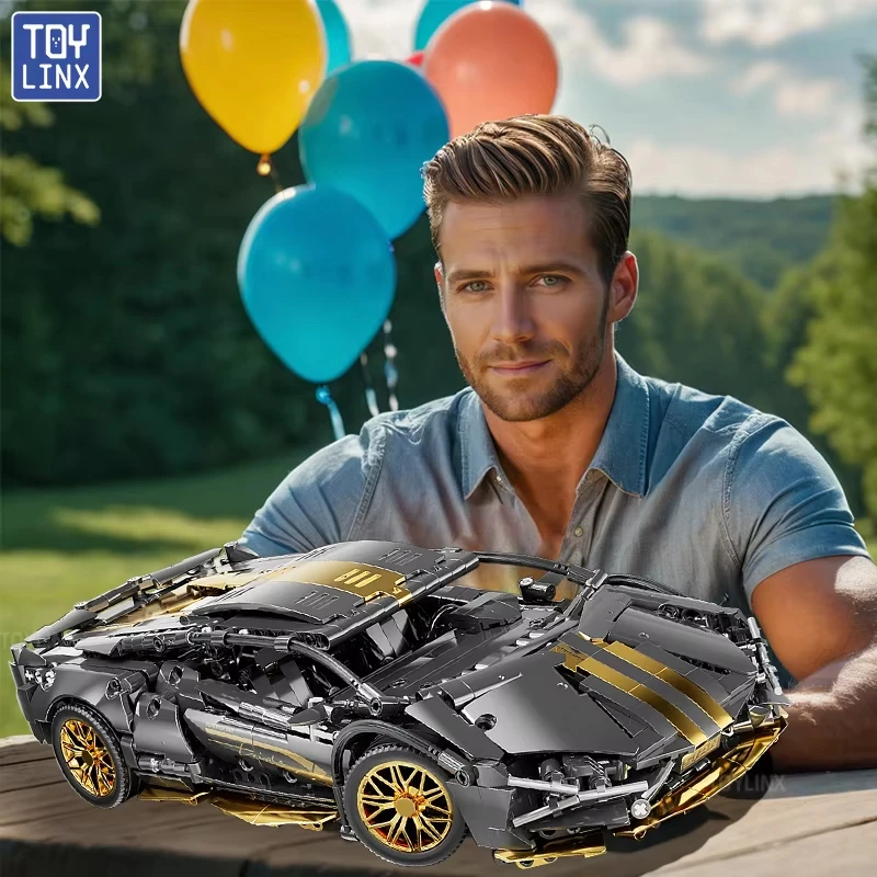 TOYLINX 1:14 Technische DIY Bouwstenen Racewagen Sport Snelheid Voertuig Stad Mechanische Super Bricks Model Auto Speelgoed voor Kinderen