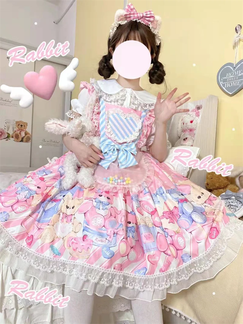 

White Sugar Girl {}~Factory Design Lolita Dress Cute Puppet Party Strap JSK Dress